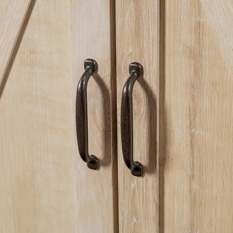 Armoire de rangement avec tiroir et porte de grange rustique, finition gris délavé