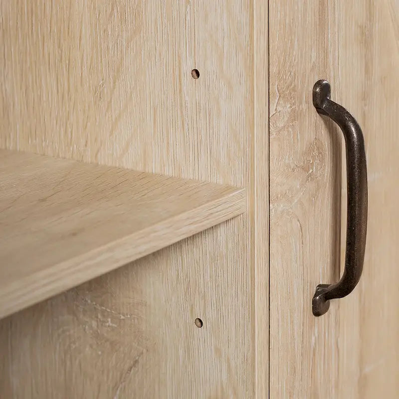 Armoire de rangement avec tiroir et porte de grange rustique, finition gris délavé