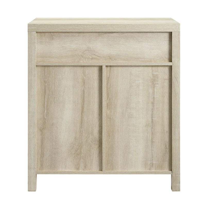 Armoire de rangement avec tiroir et porte de grange rustique, finition gris délavé