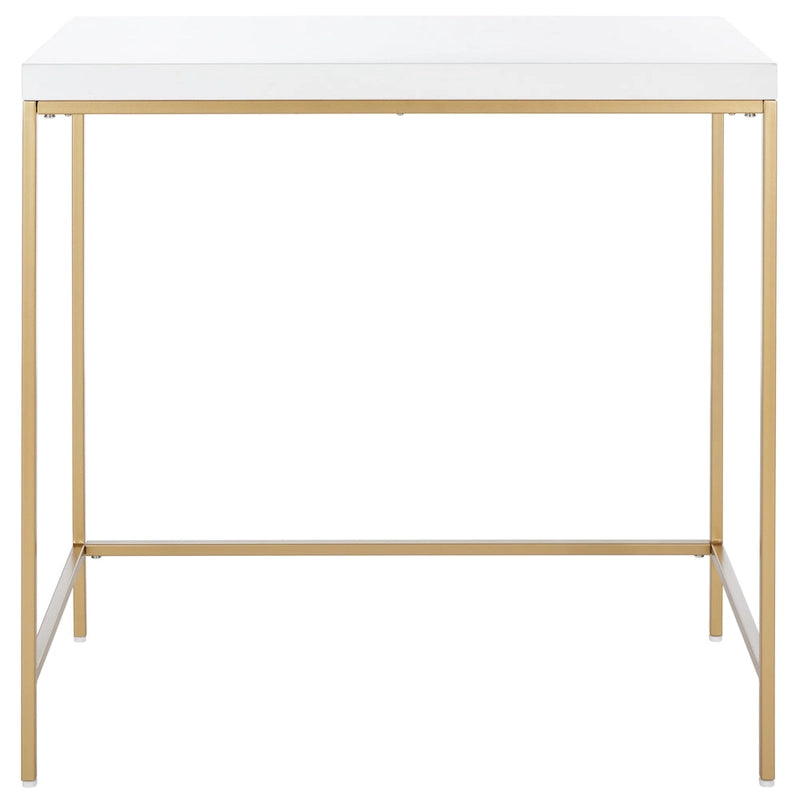 Bureau d'écriture moderne blanc avec piètement en métal doré pour bureau à domicile