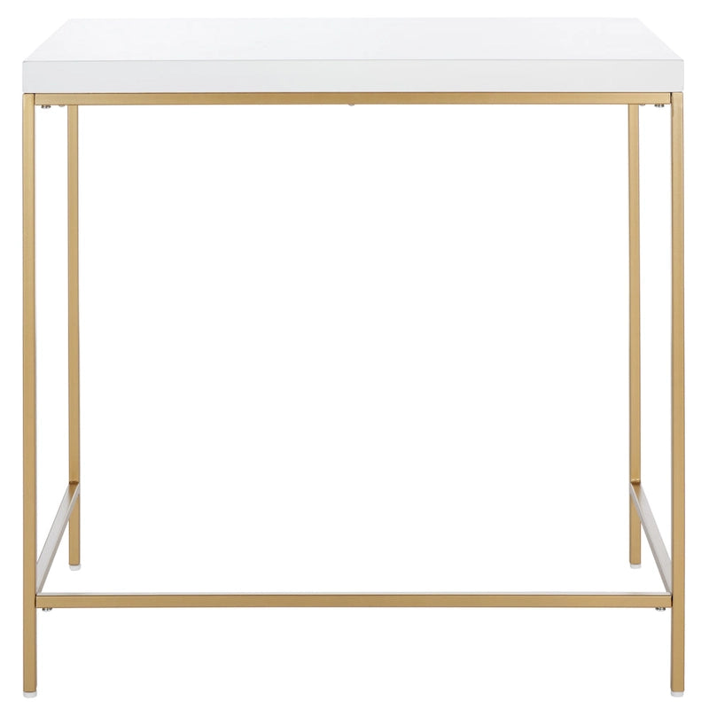 Bureau d'écriture moderne blanc avec piètement en métal doré pour bureau à domicile