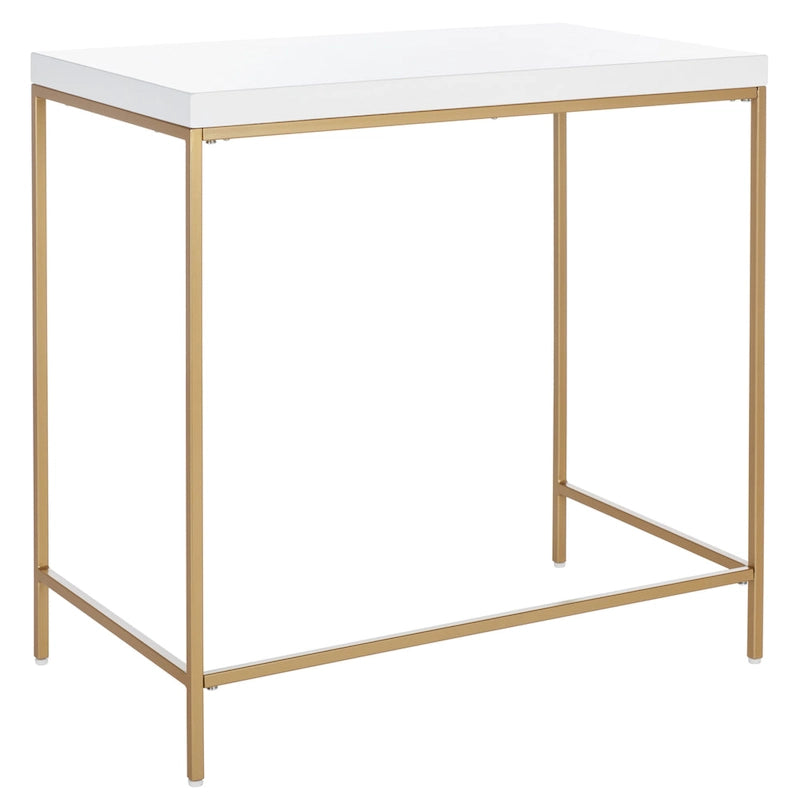 Bureau d'écriture moderne blanc avec piètement en métal doré pour bureau à domicile