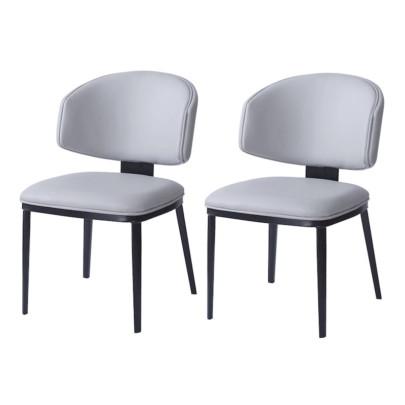 Chaise de salle à manger capitonnée en similicuir avec pieds en métal Blanc Noir