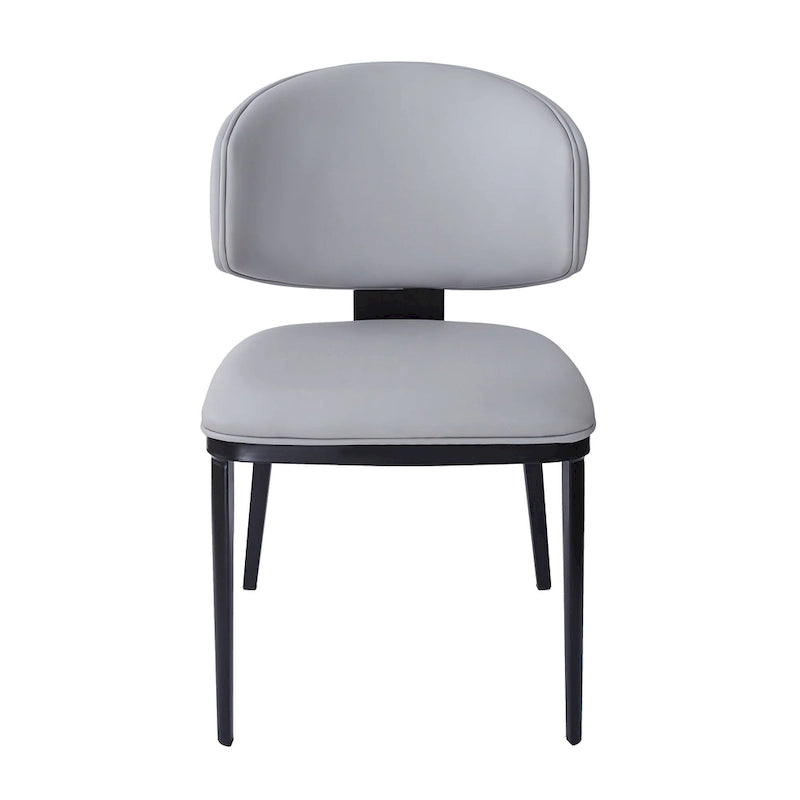 Chaise de salle à manger capitonnée en similicuir avec pieds en métal Blanc Noir