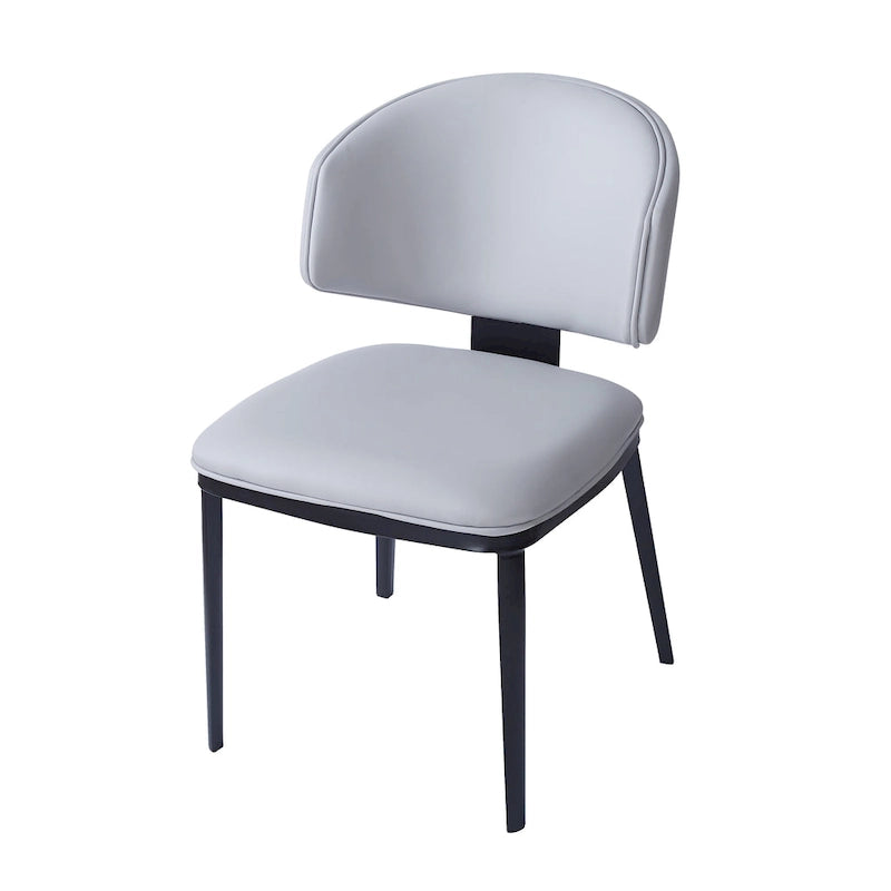 Chaise de salle à manger capitonnée en similicuir avec pieds en métal Blanc Noir