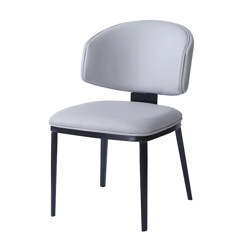 Chaise de salle à manger capitonnée en similicuir avec pieds en métal Blanc Noir