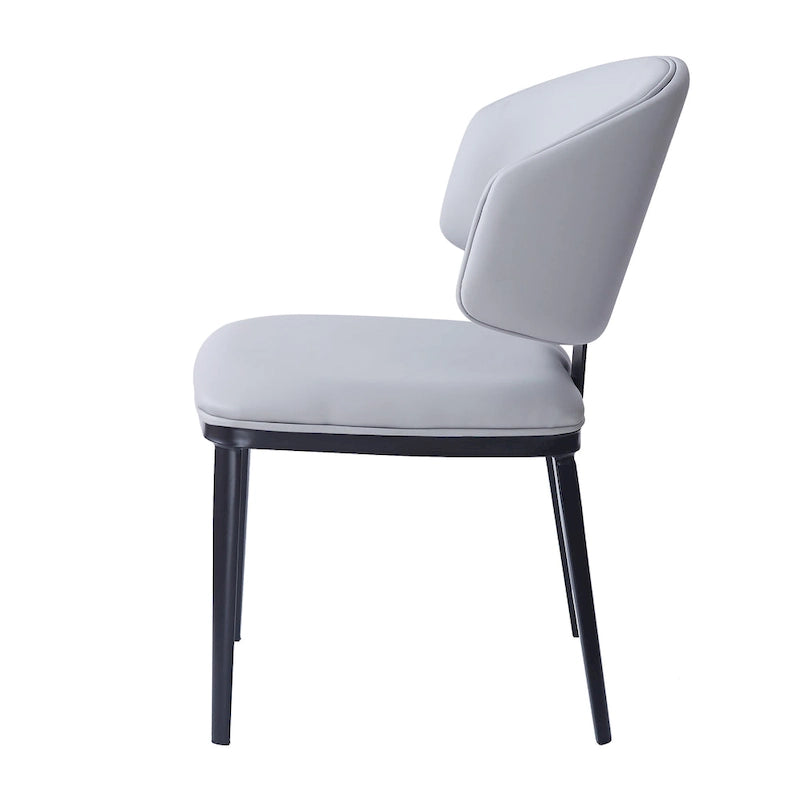 Chaise de salle à manger capitonnée en similicuir avec pieds en métal Blanc Noir