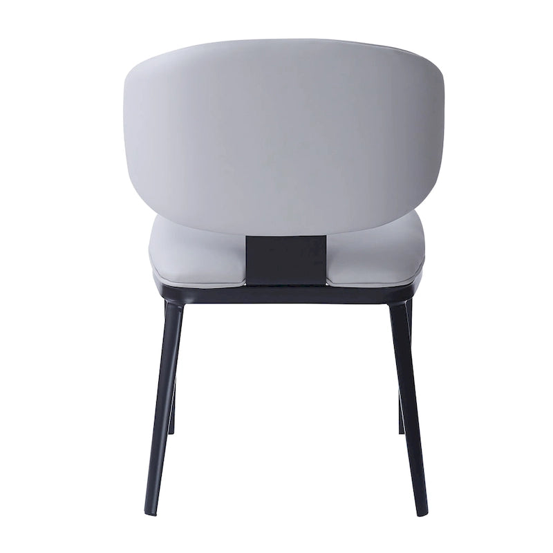 Chaise de salle à manger capitonnée en similicuir avec pieds en métal Blanc Noir