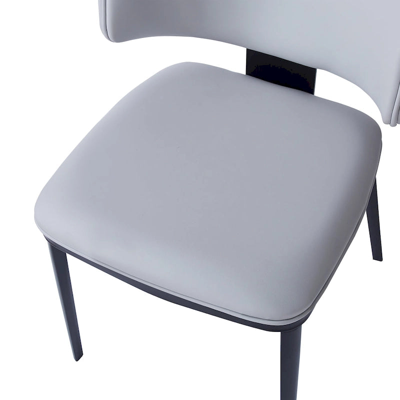 Chaise de salle à manger capitonnée en similicuir avec pieds en métal Blanc Noir