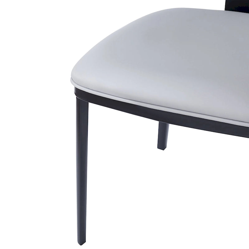 Chaise de salle à manger capitonnée en similicuir avec pieds en métal Blanc Noir