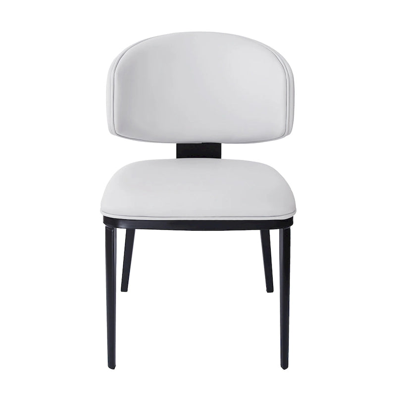 Chaise de salle à manger capitonnée en similicuir avec pieds en métal Blanc Noir