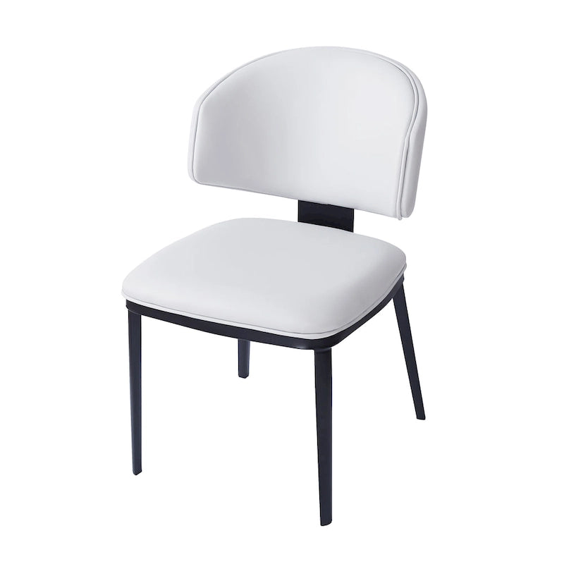 Chaise de salle à manger capitonnée en similicuir avec pieds en métal Blanc Noir