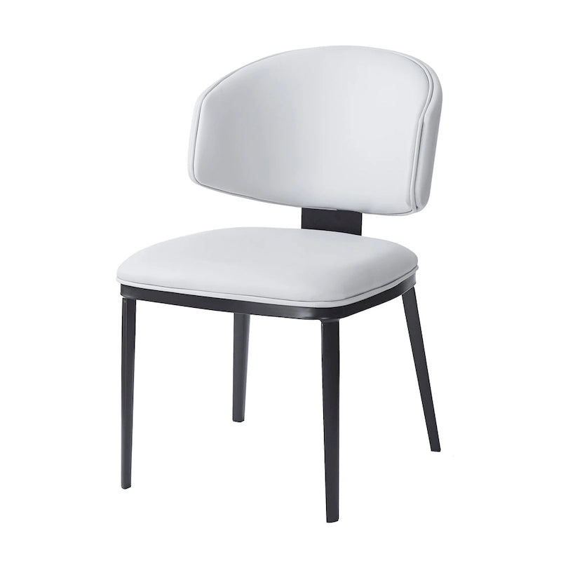 Chaise de salle à manger capitonnée en similicuir avec pieds en métal Blanc Noir