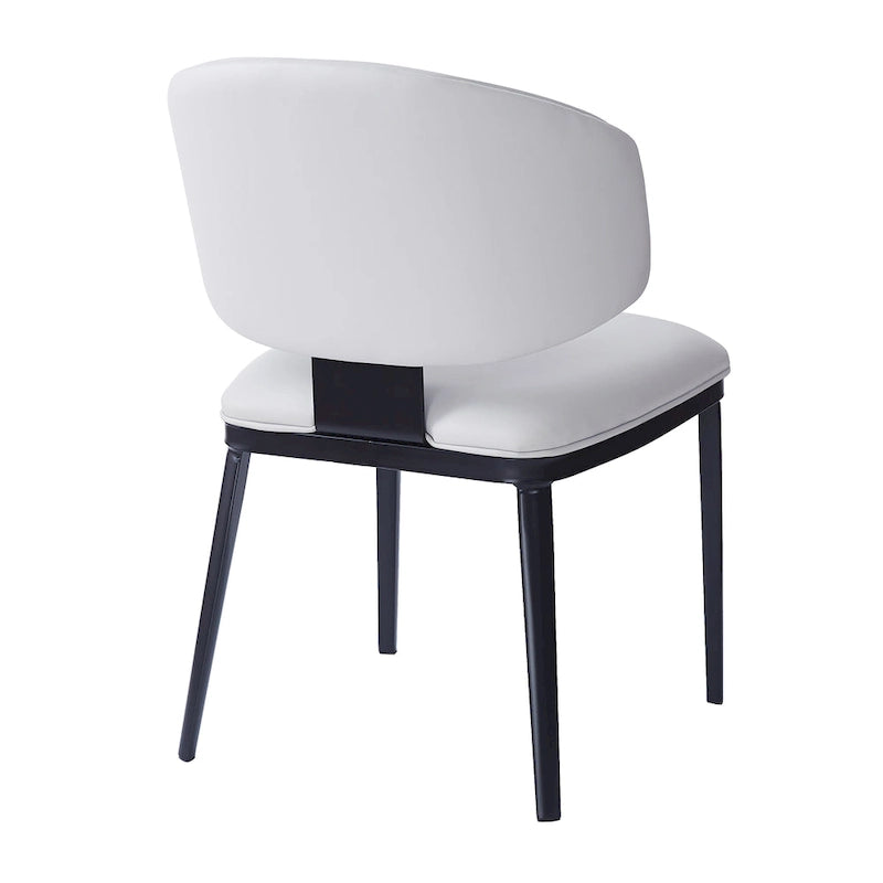 Chaise de salle à manger capitonnée en similicuir avec pieds en métal Blanc Noir