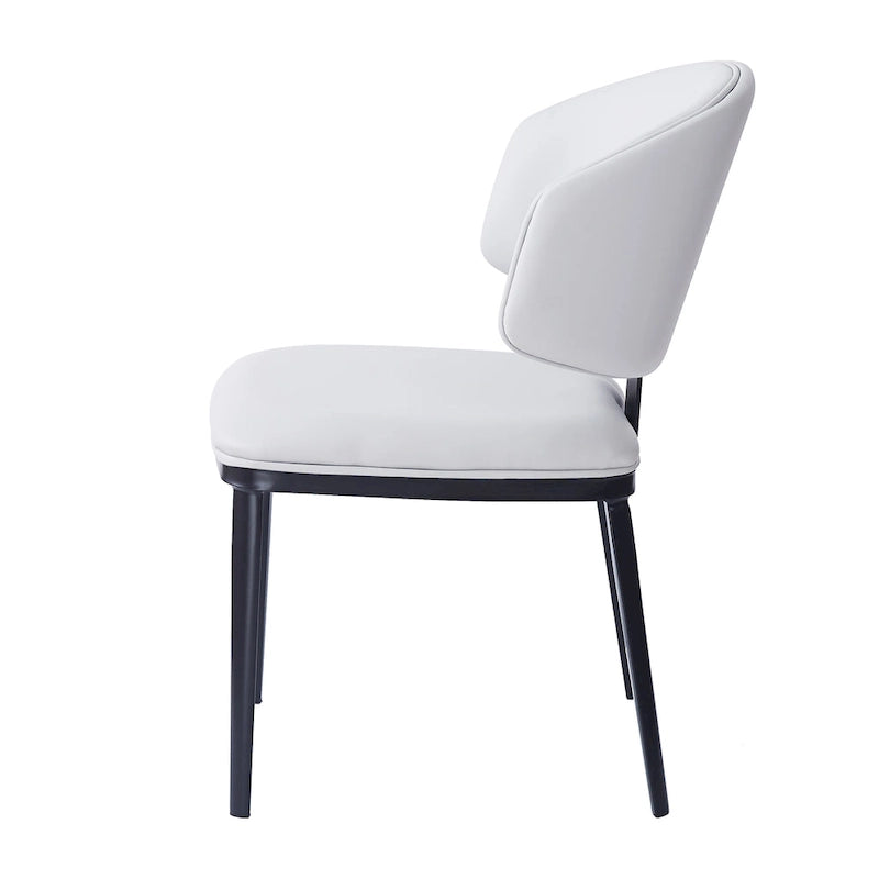 Chaise de salle à manger capitonnée en similicuir avec pieds en métal Blanc Noir