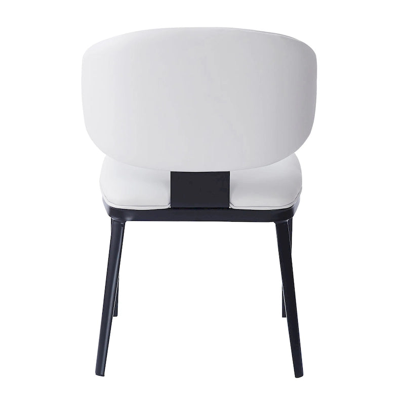 Chaise de salle à manger capitonnée en similicuir avec pieds en métal Blanc Noir