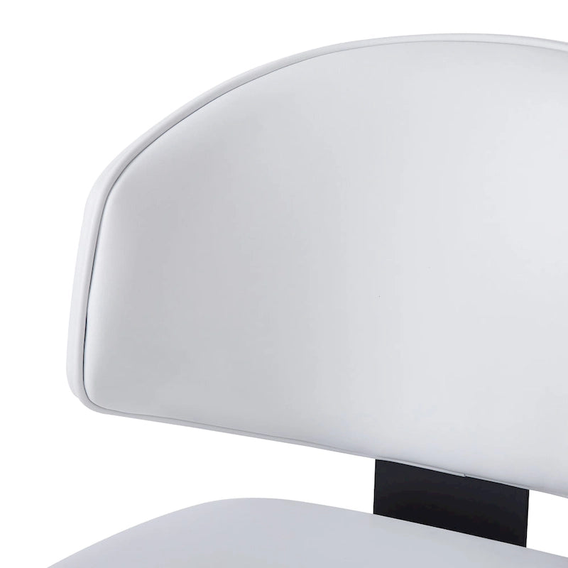 Chaise de salle à manger capitonnée en similicuir avec pieds en métal Blanc Noir