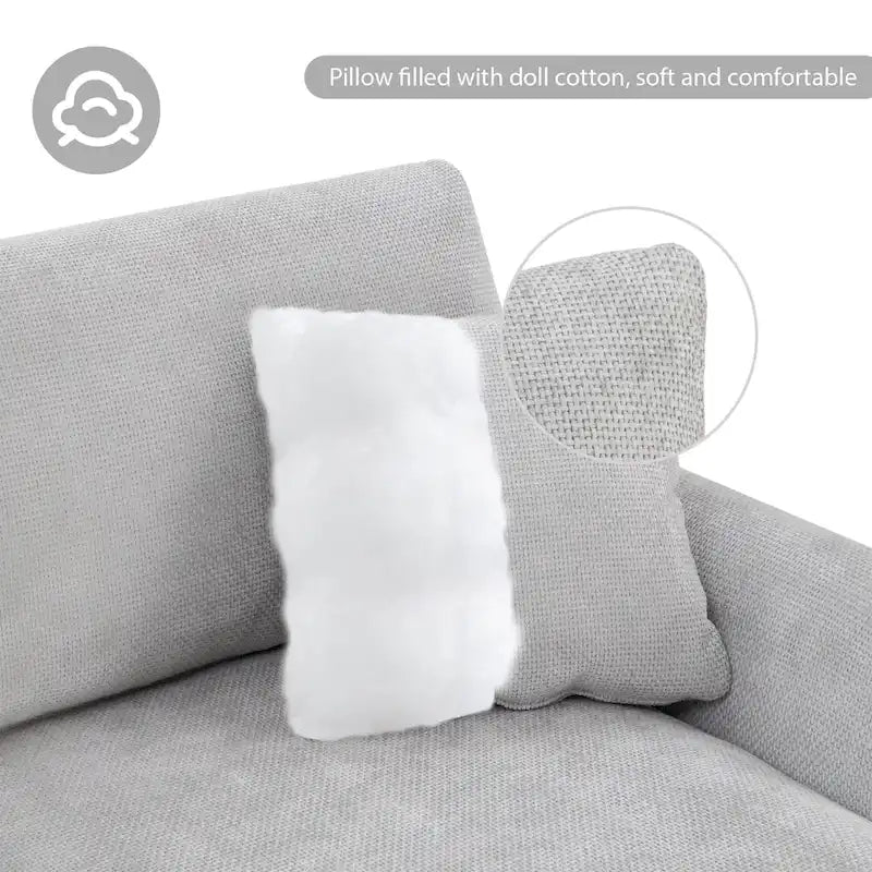 Canapé d'angle en tissu chenille avec méridienne réversible