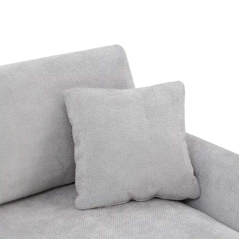 Canapé d'angle en tissu chenille avec méridienne réversible