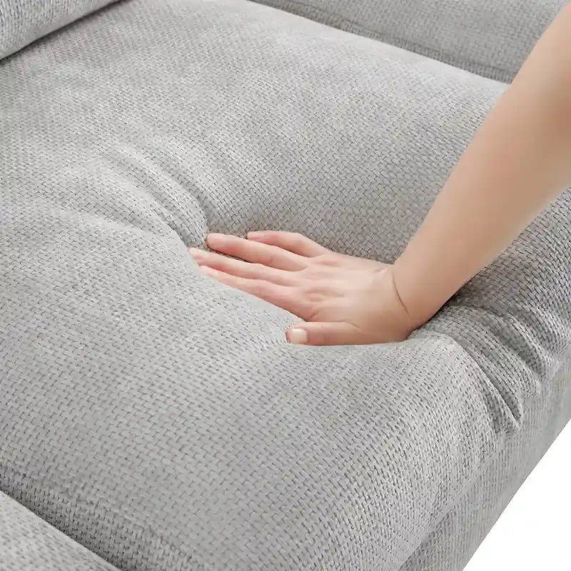 Canapé d'angle en tissu chenille avec méridienne réversible