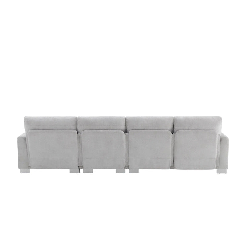 Canapé d'angle en tissu chenille avec méridienne réversible