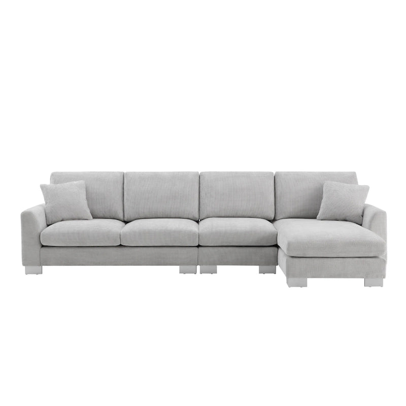 Canapé d'angle en tissu chenille avec méridienne réversible