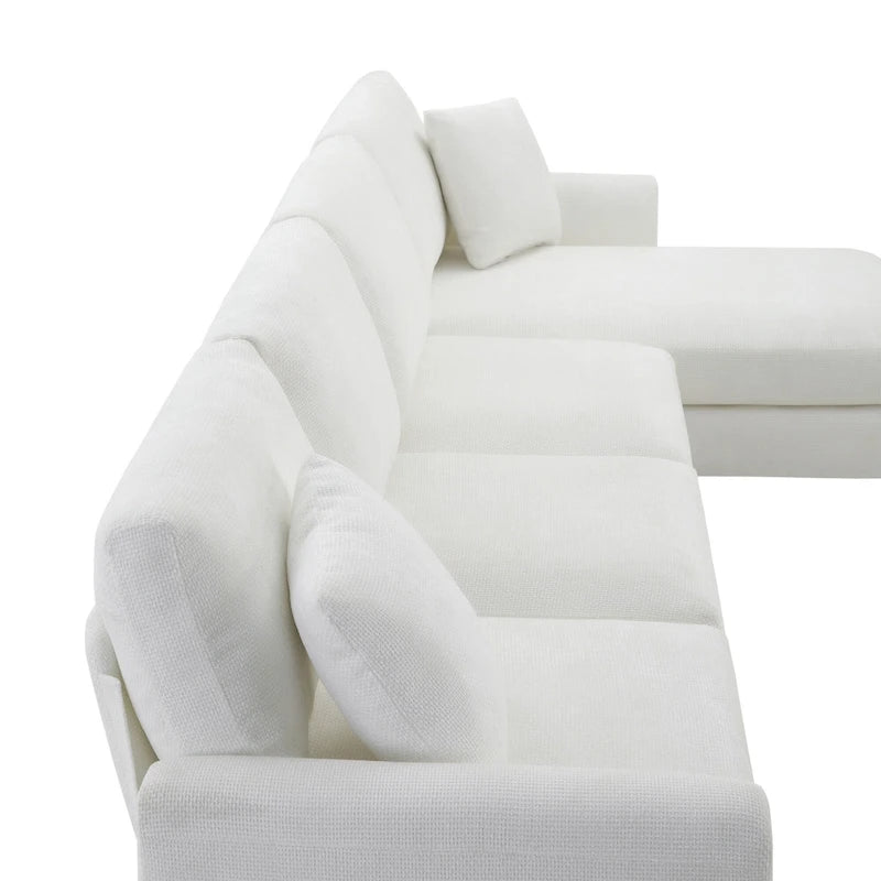 Canapé d'angle en tissu chenille avec méridienne réversible