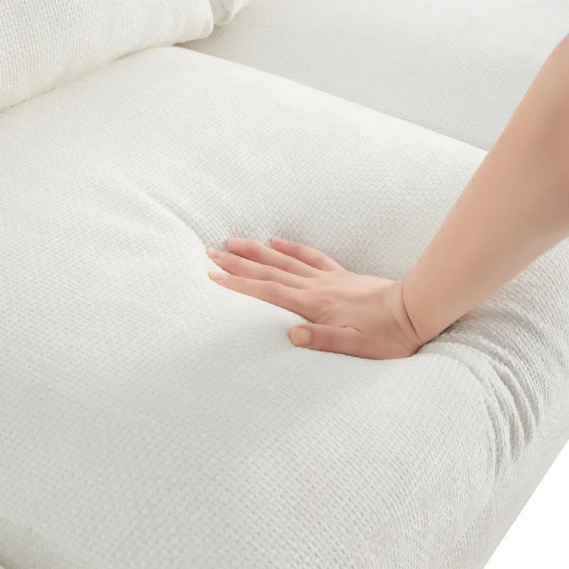 Canapé d'angle en tissu chenille avec méridienne réversible
