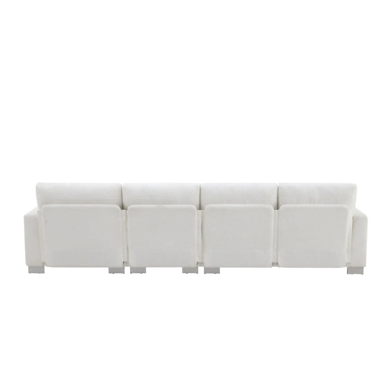 Canapé d'angle en tissu chenille avec méridienne réversible