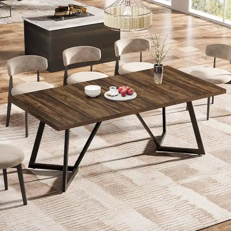 Grande table de salle à manger de 70,86 pouces pour 6 à 8 personnes, table de salle à manger moderne