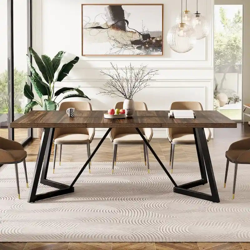 Grande table de salle à manger de 70,86 pouces pour 6 à 8 personnes, table de salle à manger moderne