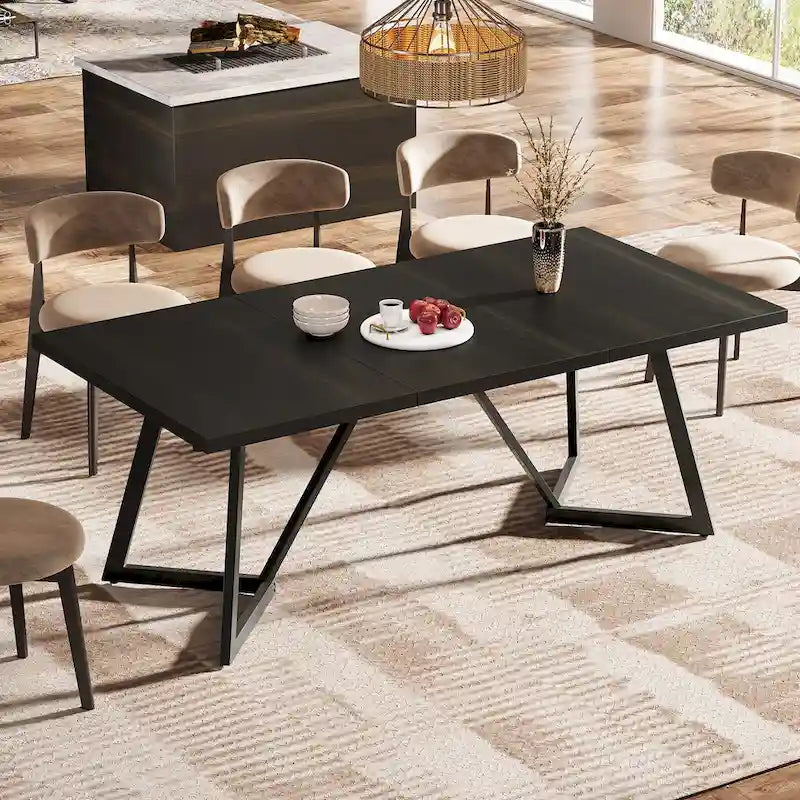 Grande table de salle à manger de 70,86 pouces pour 6 à 8 personnes, table de salle à manger moderne