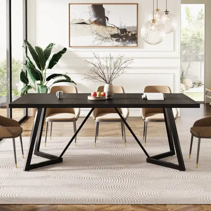 Grande table de salle à manger de 70,86 pouces pour 6 à 8 personnes, table de salle à manger moderne