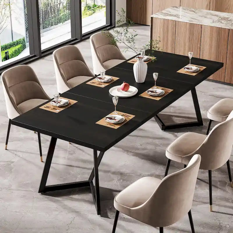 Grande table de salle à manger de 70,86 pouces pour 6 à 8 personnes, table de salle à manger moderne
