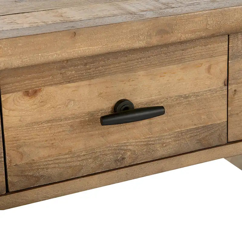 Console en pin recyclé avec tiroirs, finition pin vieilli