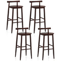 Tabouret de bar en bois avec structure en bois d'acacia, repose-pieds en bois d'hévéa, assise ronde marron