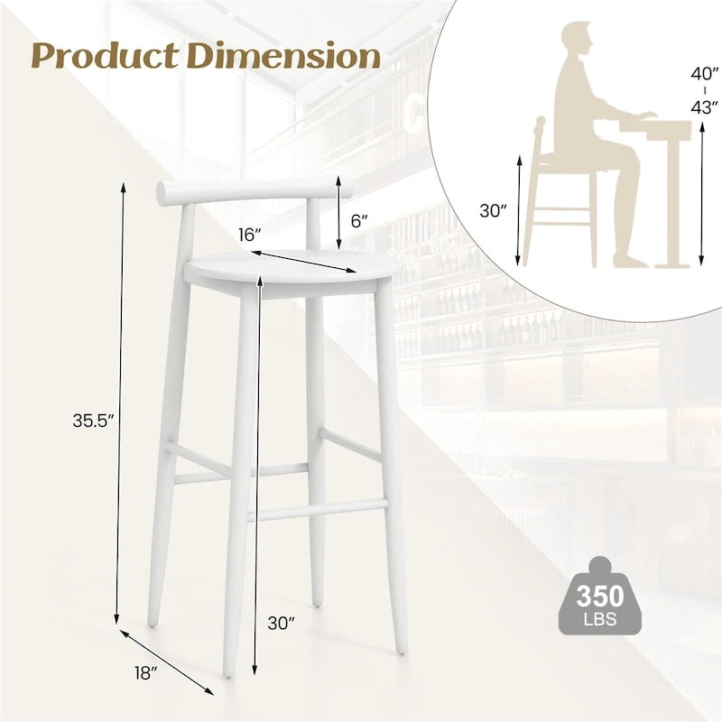 Tabouret de bar en bois avec structure en bois d'acacia, repose-pieds en bois d'hévéa, assise ronde marron