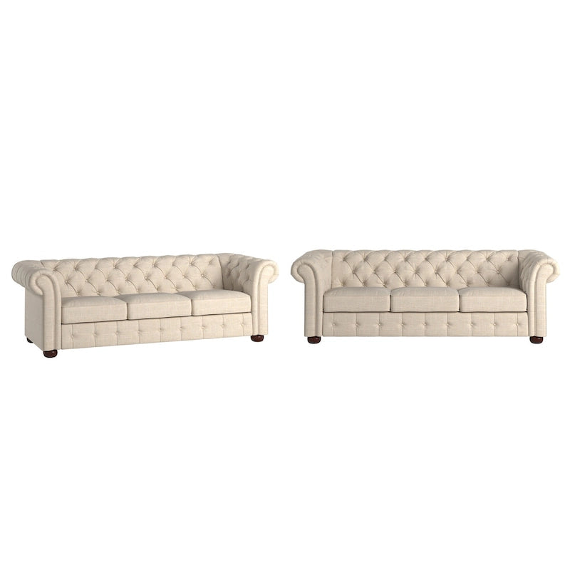Canapé Chesterfield Gdansk avec accoudoirs arrondis et capitonnés