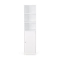 Meuble de rangement de salle de bain autoportant avec étagères ouvertes et porte, blanc mat