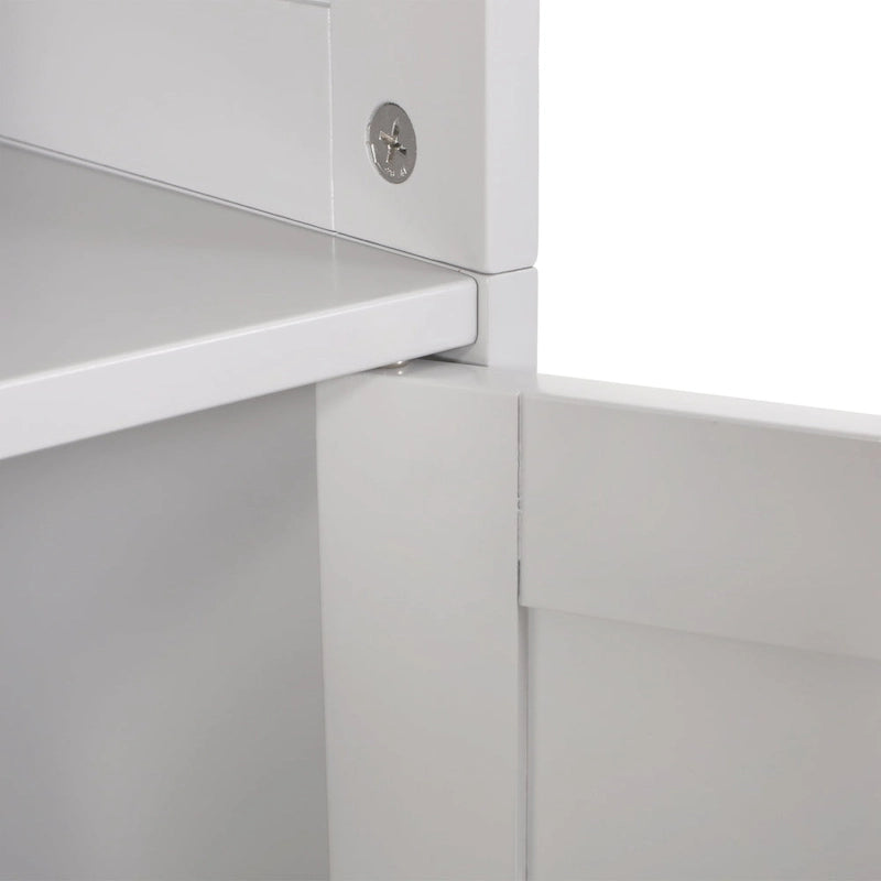 Meuble de rangement de salle de bain autoportant avec étagères ouvertes et porte, blanc mat