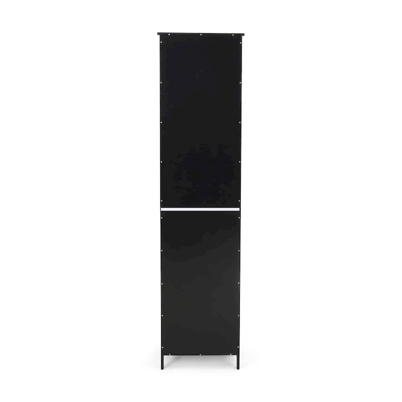 Meuble de rangement de salle de bain autoportant avec étagères ouvertes et porte, blanc mat