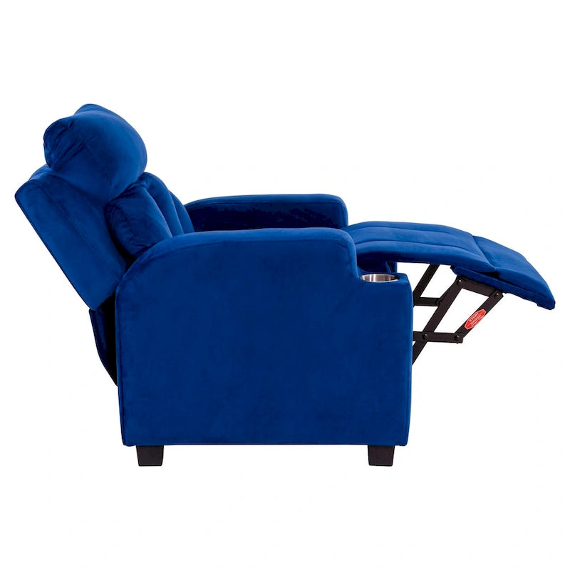 Fauteuil inclinable pour enfants avec repose-pieds, appui-tête, deux porte-gobelets, siège de salon rembourré en microfibre