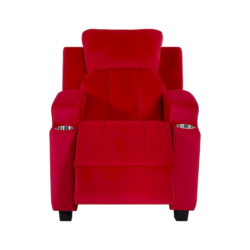 Fauteuil inclinable pour enfants avec repose-pieds, appui-tête, deux porte-gobelets, siège de salon rembourré en microfibre