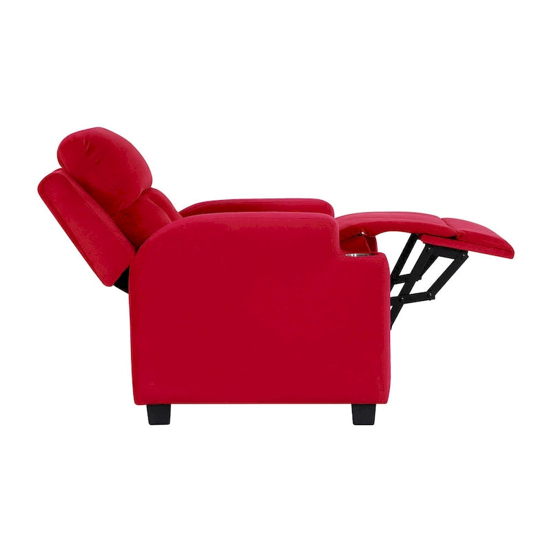 Fauteuil inclinable pour enfants avec repose-pieds, appui-tête, deux porte-gobelets, siège de salon rembourré en microfibre
