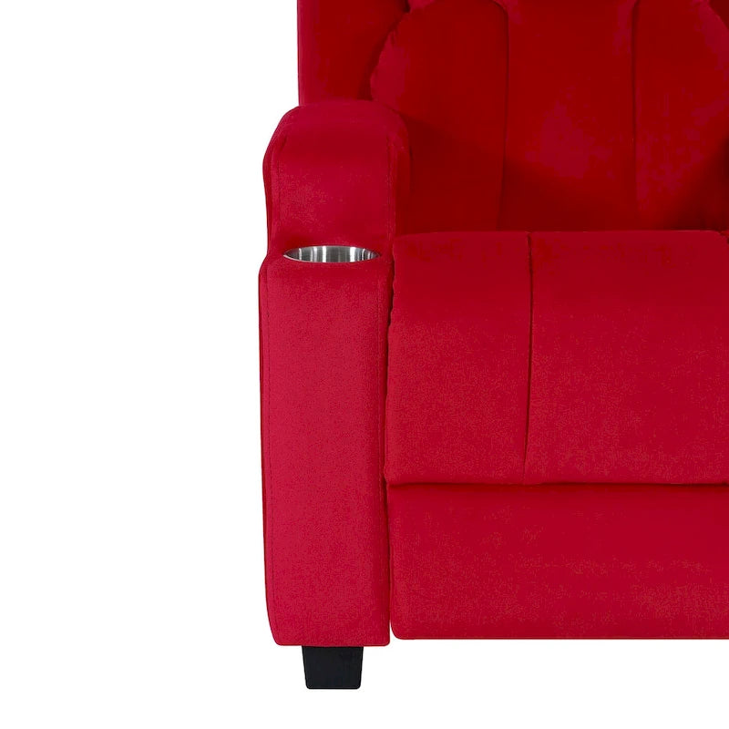 Fauteuil inclinable pour enfants avec repose-pieds, appui-tête, deux porte-gobelets, siège de salon rembourré en microfibre