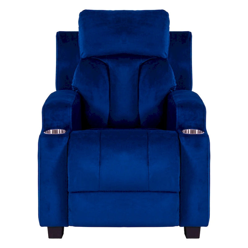 Fauteuil inclinable pour enfants avec repose-pieds, appui-tête, deux porte-gobelets, siège de salon rembourré en microfibre