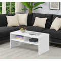 Table basse moderne blanche avec étagères de rangement ouvertes pour salon