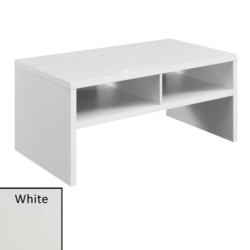 Table basse moderne blanche avec étagères de rangement ouvertes pour salon