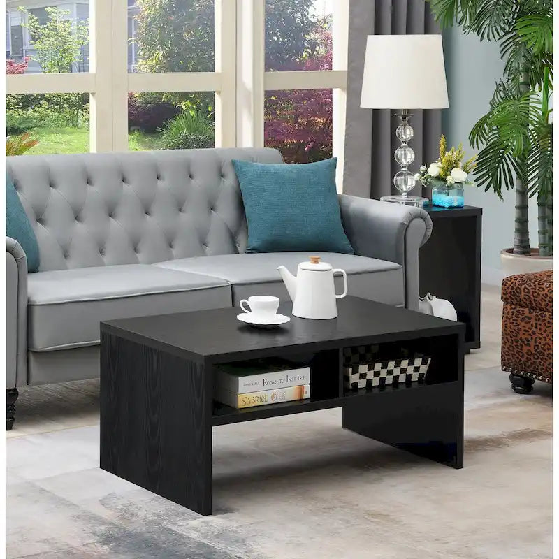 Table basse moderne blanche avec étagères de rangement ouvertes pour salon