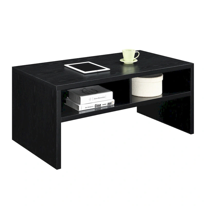 Table basse moderne blanche avec étagères de rangement ouvertes pour salon